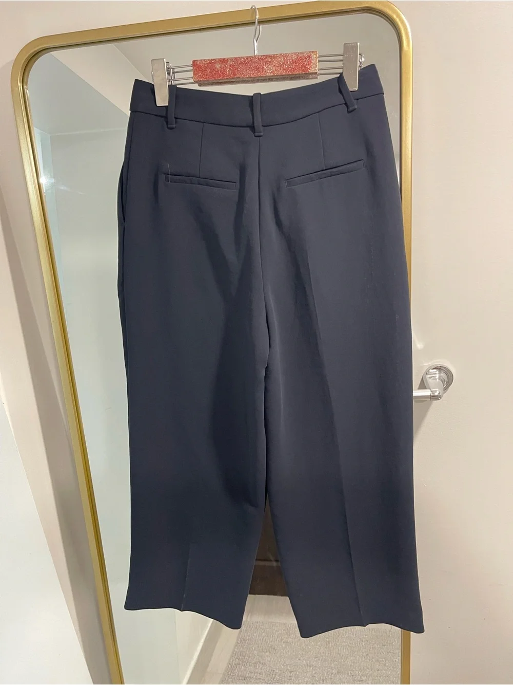 Aritzia The Effortless Pant Cropped - Crepette navy blue admiral size 6 wide leg - Picture 6 of 8